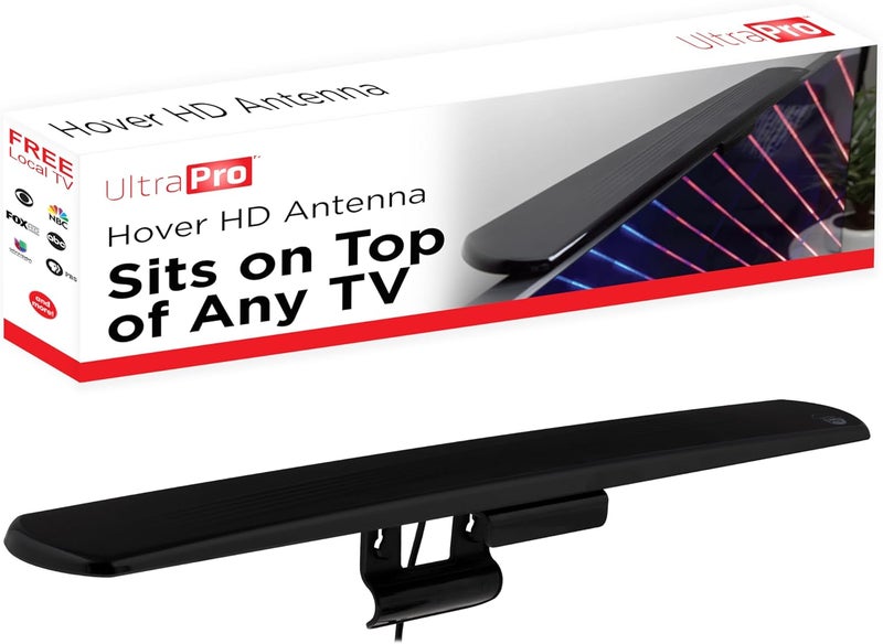 UltraPro Hover Digital TV Antenna Indoor for Smart TV, Long Range HD Local Channels, Easy Mount on Top Design, Supports 4K 1080P HDTV VHF UHF, 360° Reception, 83713 - Image 1